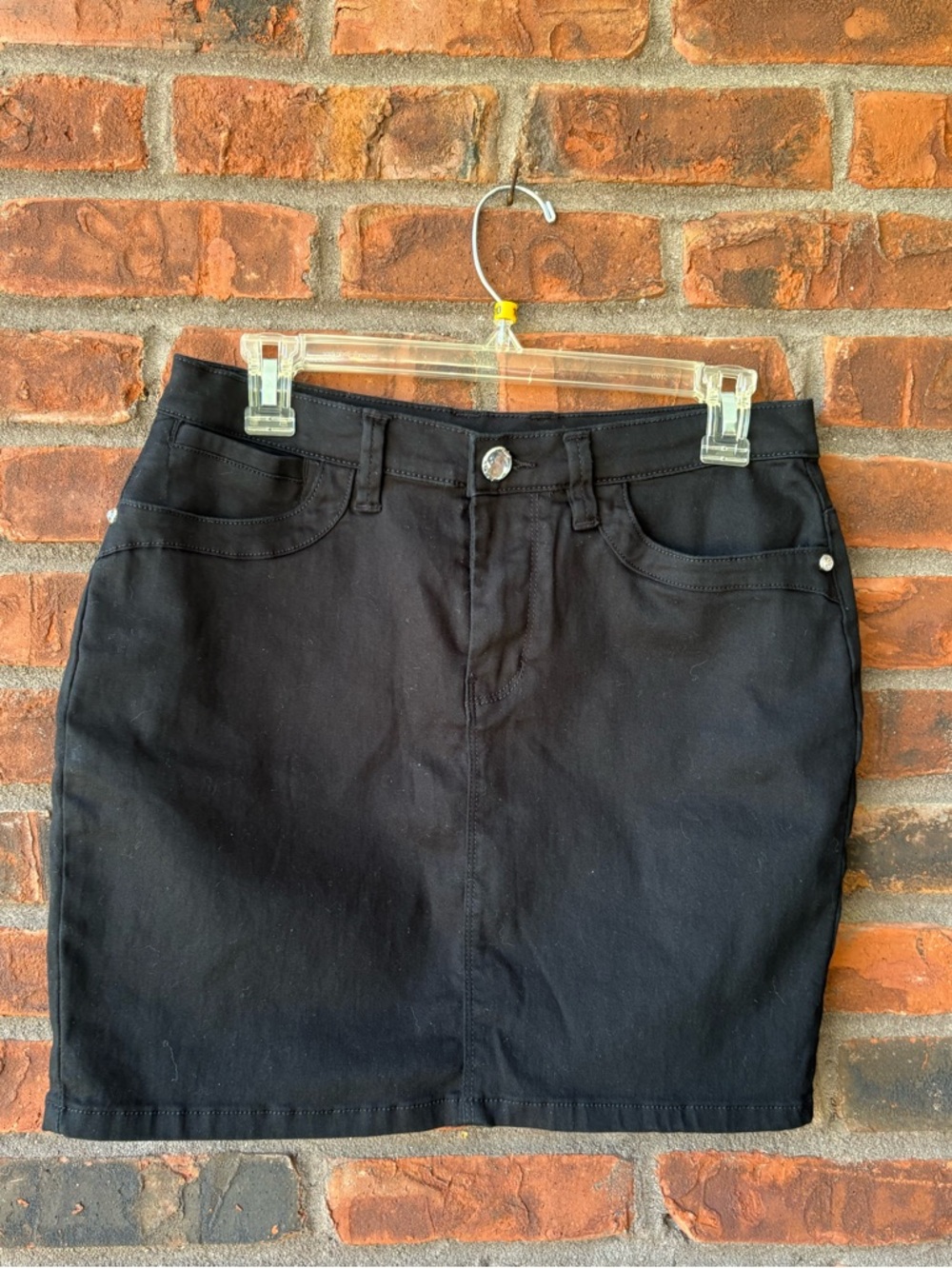 VENUS Black Denim Mini Skirt - Front Pocket Style